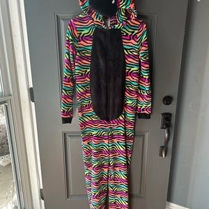 Secret Treasure Sleepwear Women's Medium Colorful Zebra One Piece